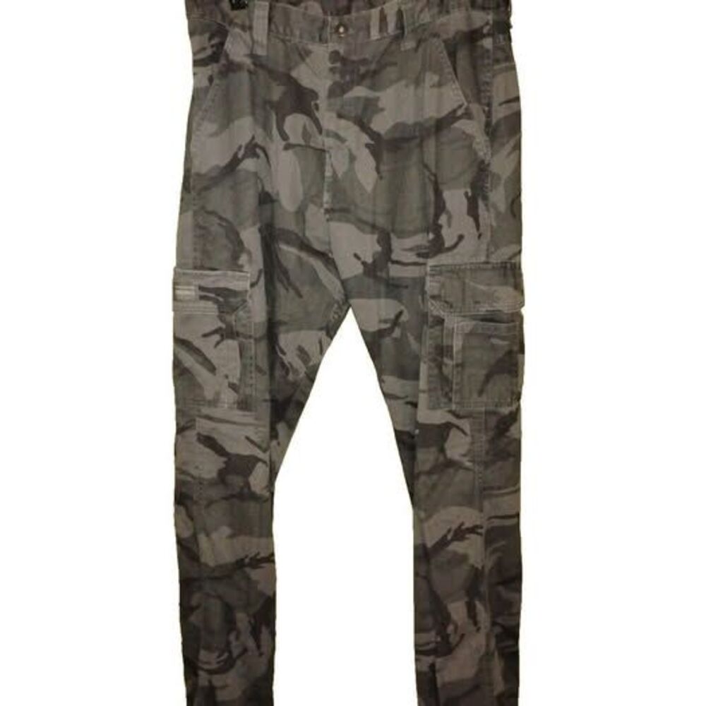 Wrangler Jeans Co. Men’s Cargo Pants Size 34/34 Black Gray Camo Utility Workwear